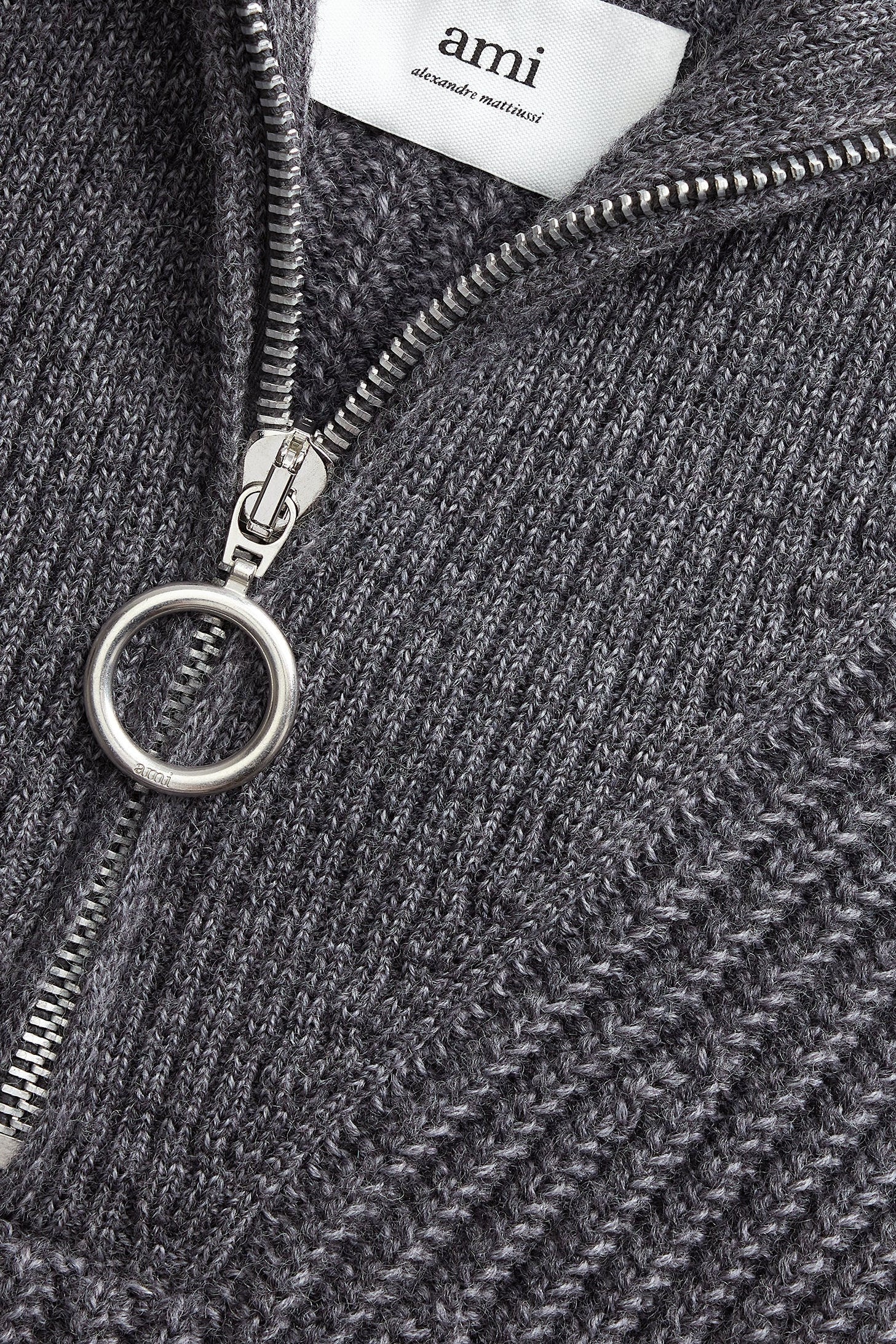 Pull camionneur côtelé en laine - Heather Grey