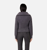 Pull camionneur côtelé en laine - Heather Grey