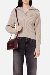 Pull camionneur côtelé en laine - Beige