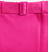 Belted short skirt in wool - Fuchsia
