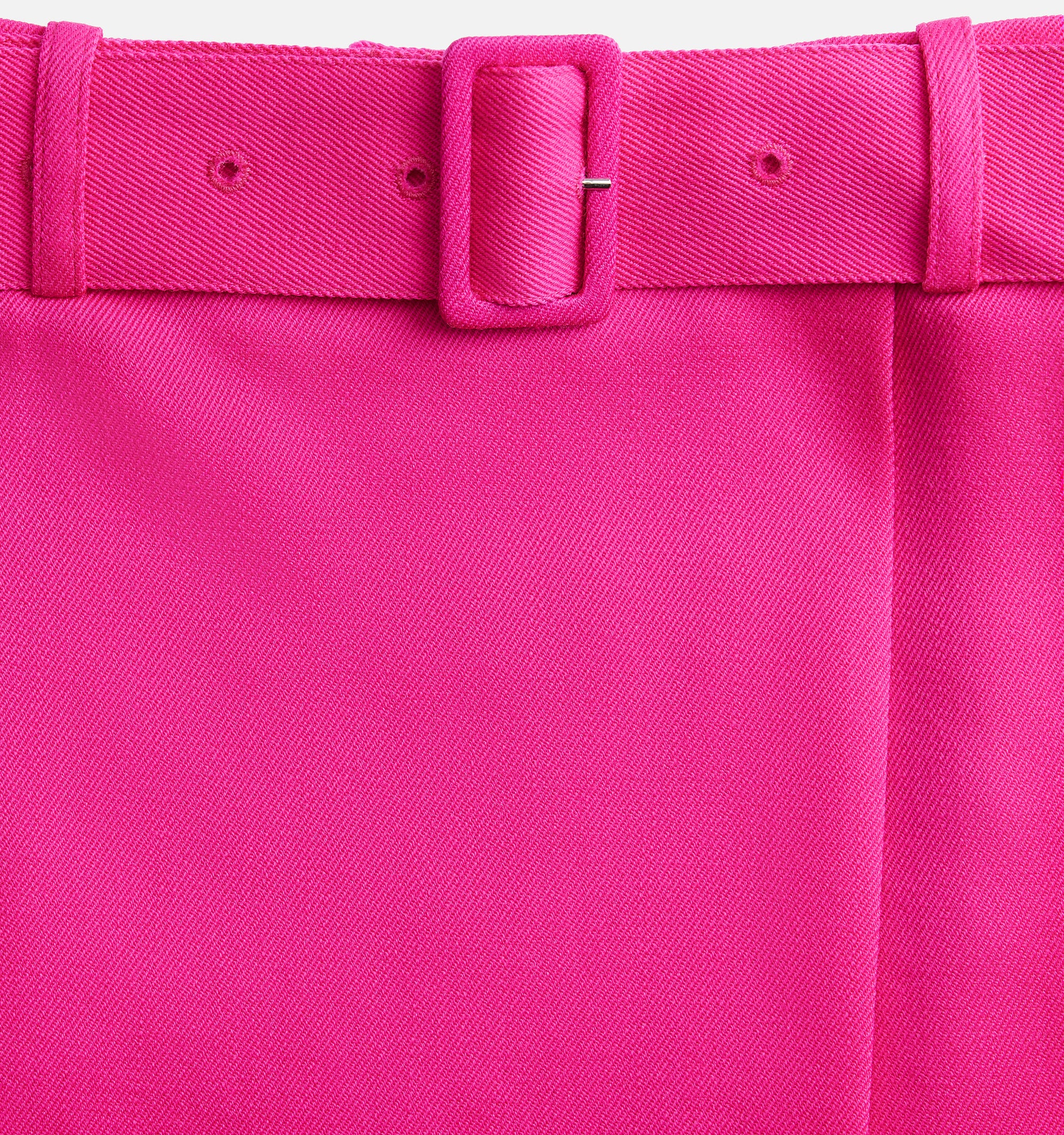 Belted short skirt in wool - Fuchsia