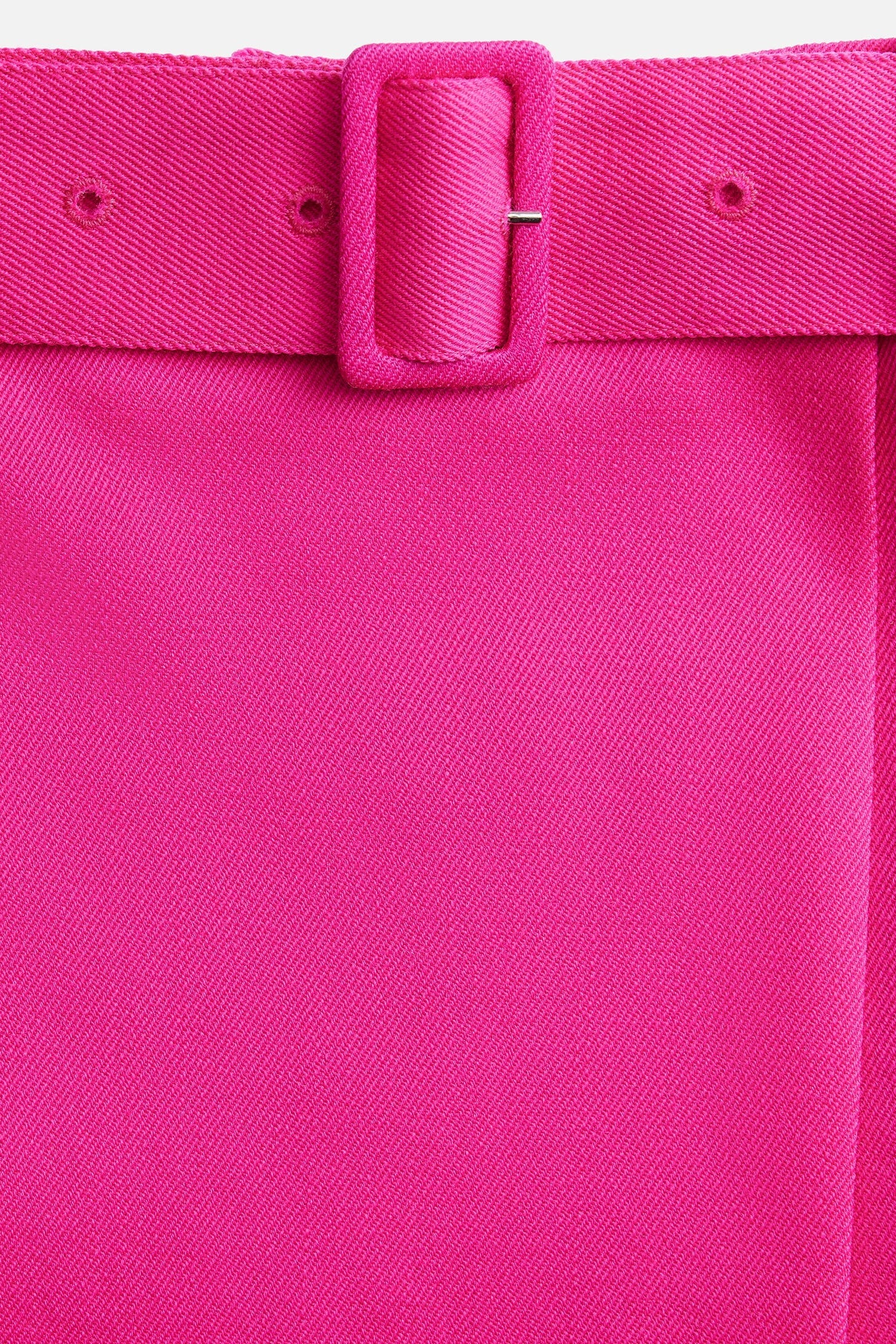 Jupe courte ceinturée en laine - Fuchsia