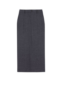 Jupe crayon fendue en laine - Grey