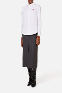 Jupe crayon fendue en laine - Grey