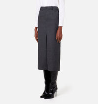 Jupe crayon fendue en laine - Grey