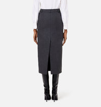 Jupe crayon fendue en laine - Grey