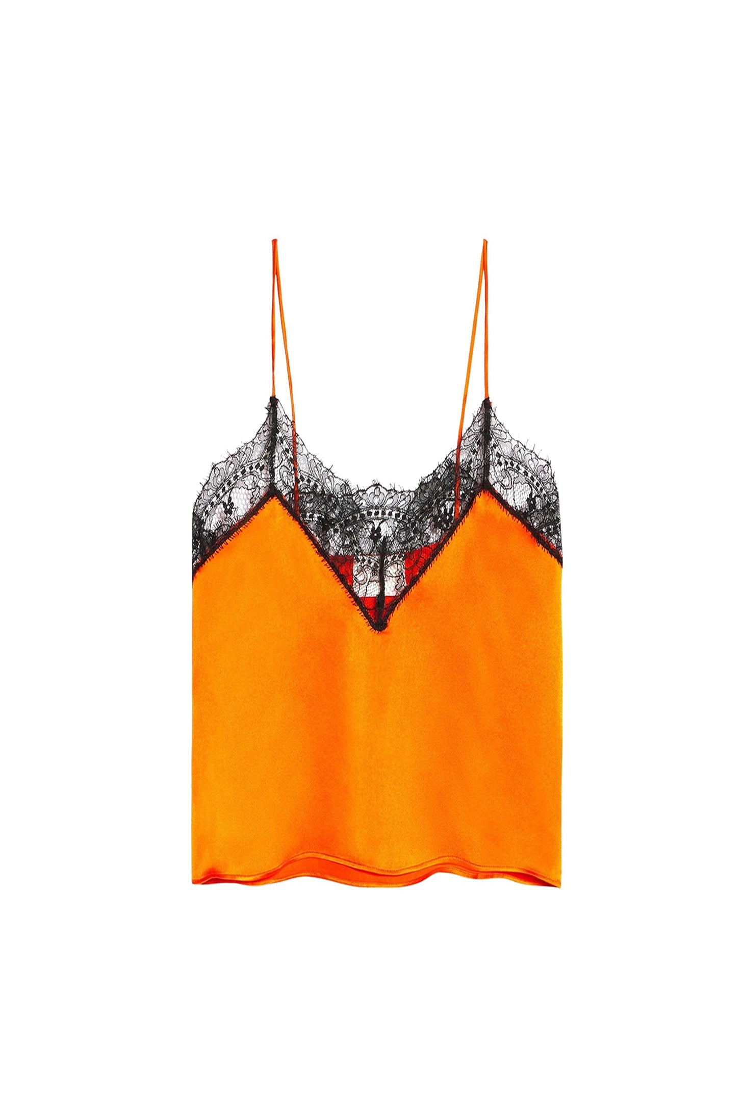 Caraco avec dentelle en soie - Orange