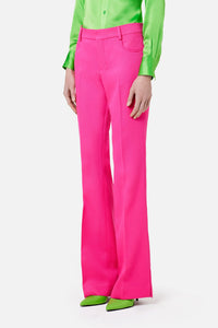 Pantalon évasé en laine - Fuchsia