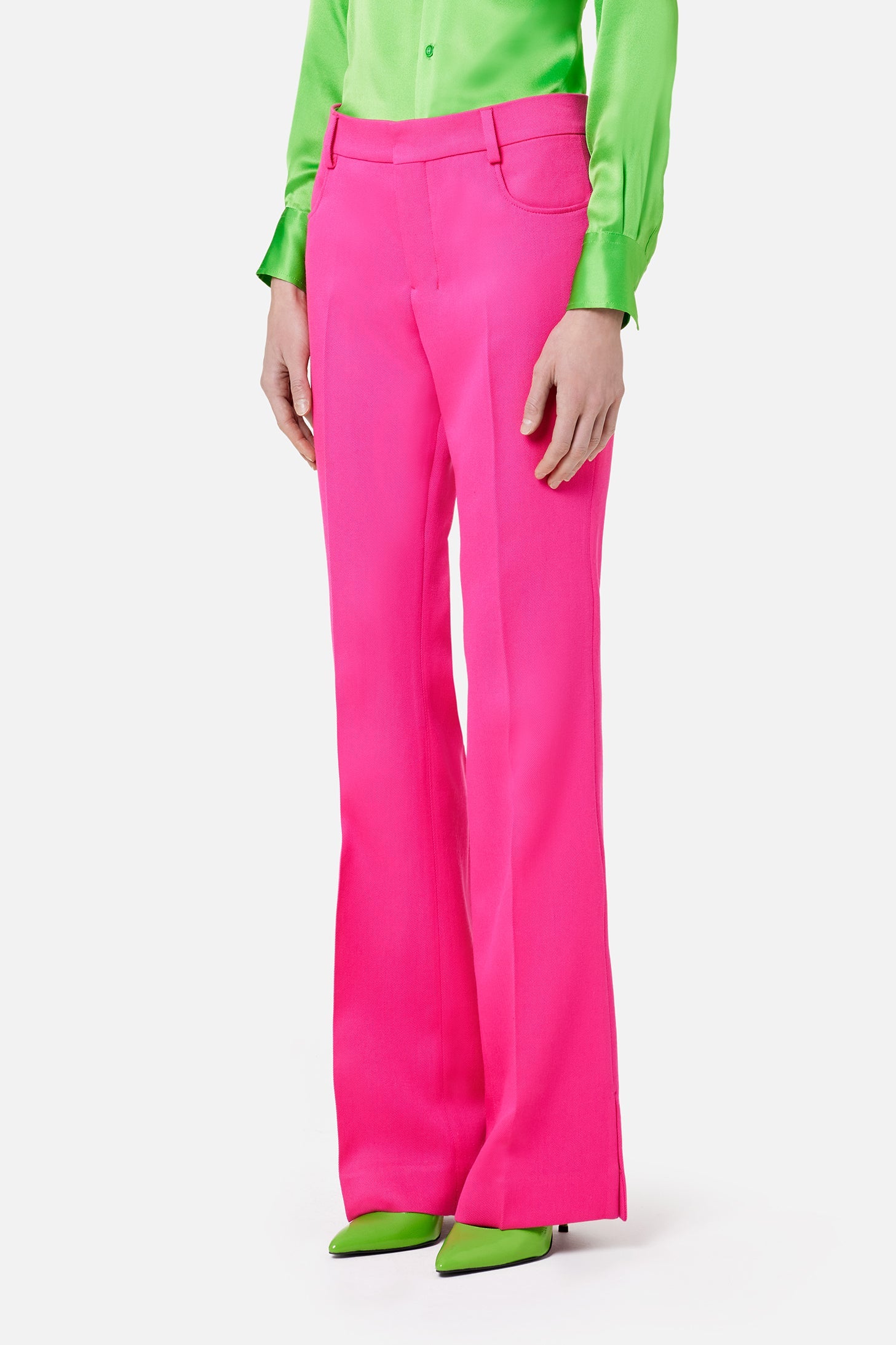 Pantalon évasé en laine - Fuchsia