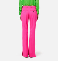 Pantalon évasé en laine - Fuchsia