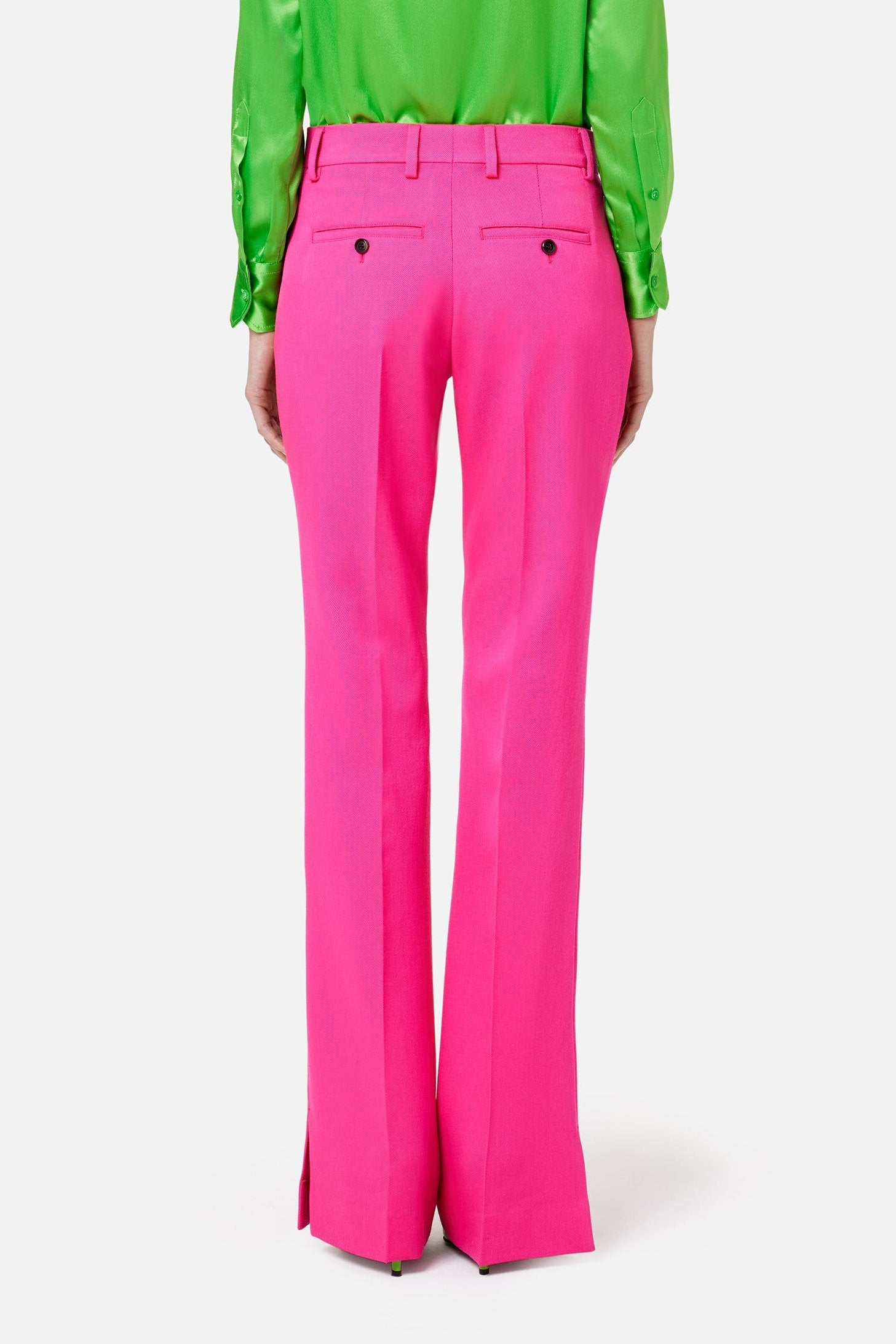 Pantalon évasé en laine - Fuchsia