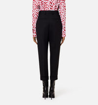 Pantalon coupe carotte en laine mélangée - Black