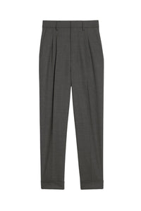 Pantalon coupe carotte en laine mélangée - Light Grey