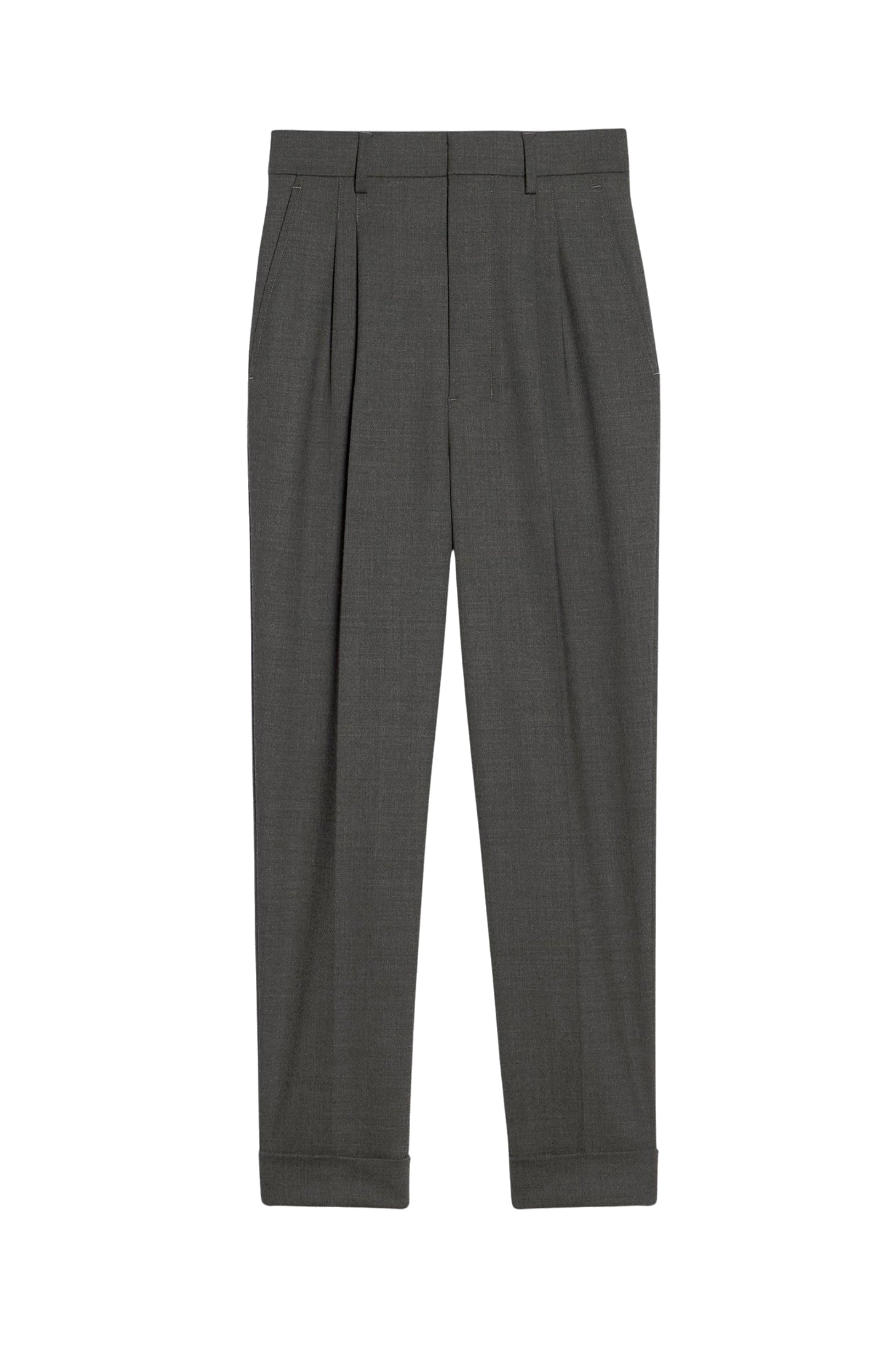 Pantalon coupe carotte en laine mélangée - Light Grey