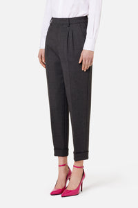 Pantalon coupe carotte en laine mélangée - Light Grey