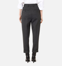 Pantalon coupe carotte en laine mélangée - Light Grey