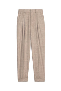Pantalon coupe carotte en laine - Beige