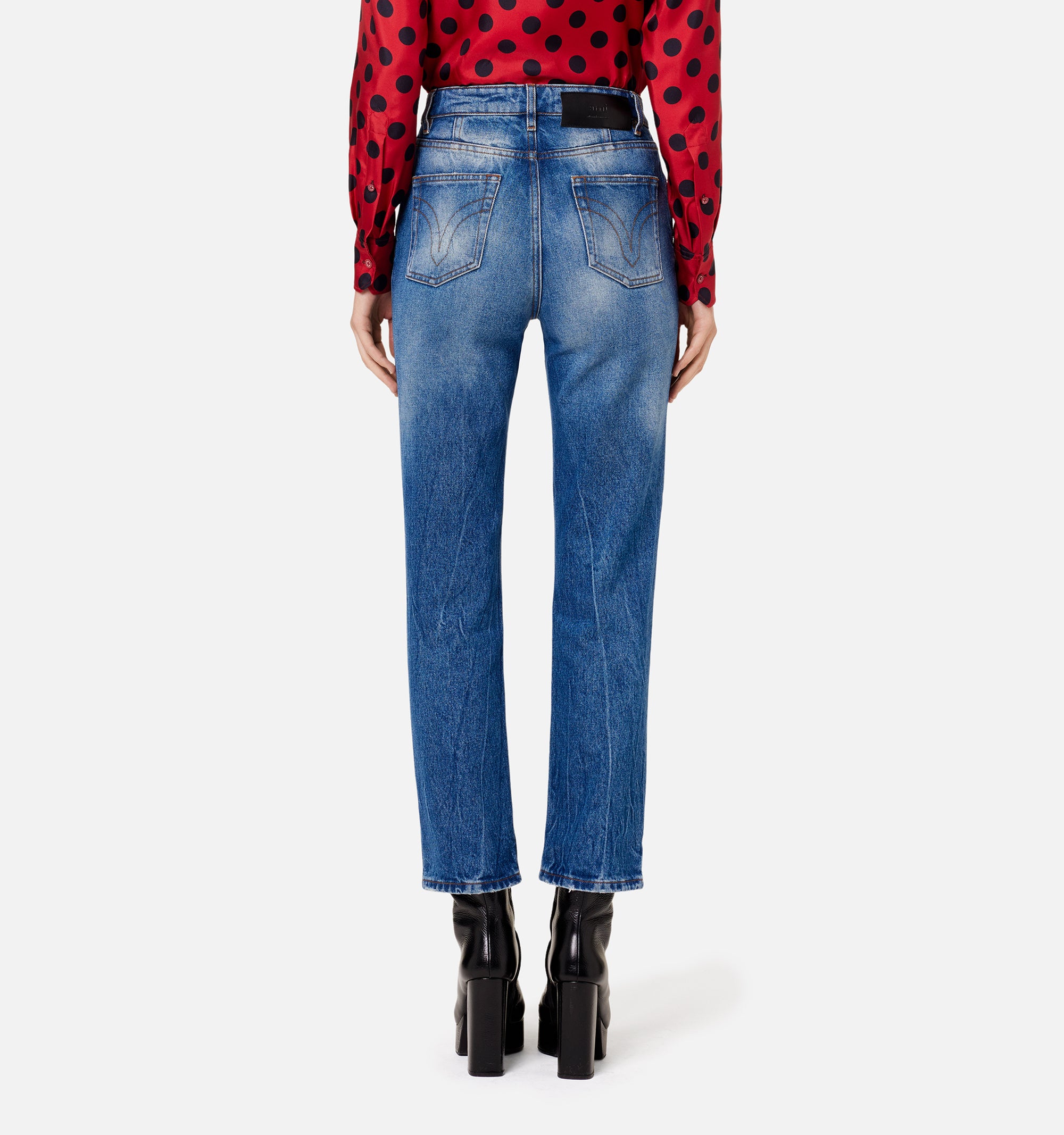 Pantalon droit en denim délavé - Used Blue
