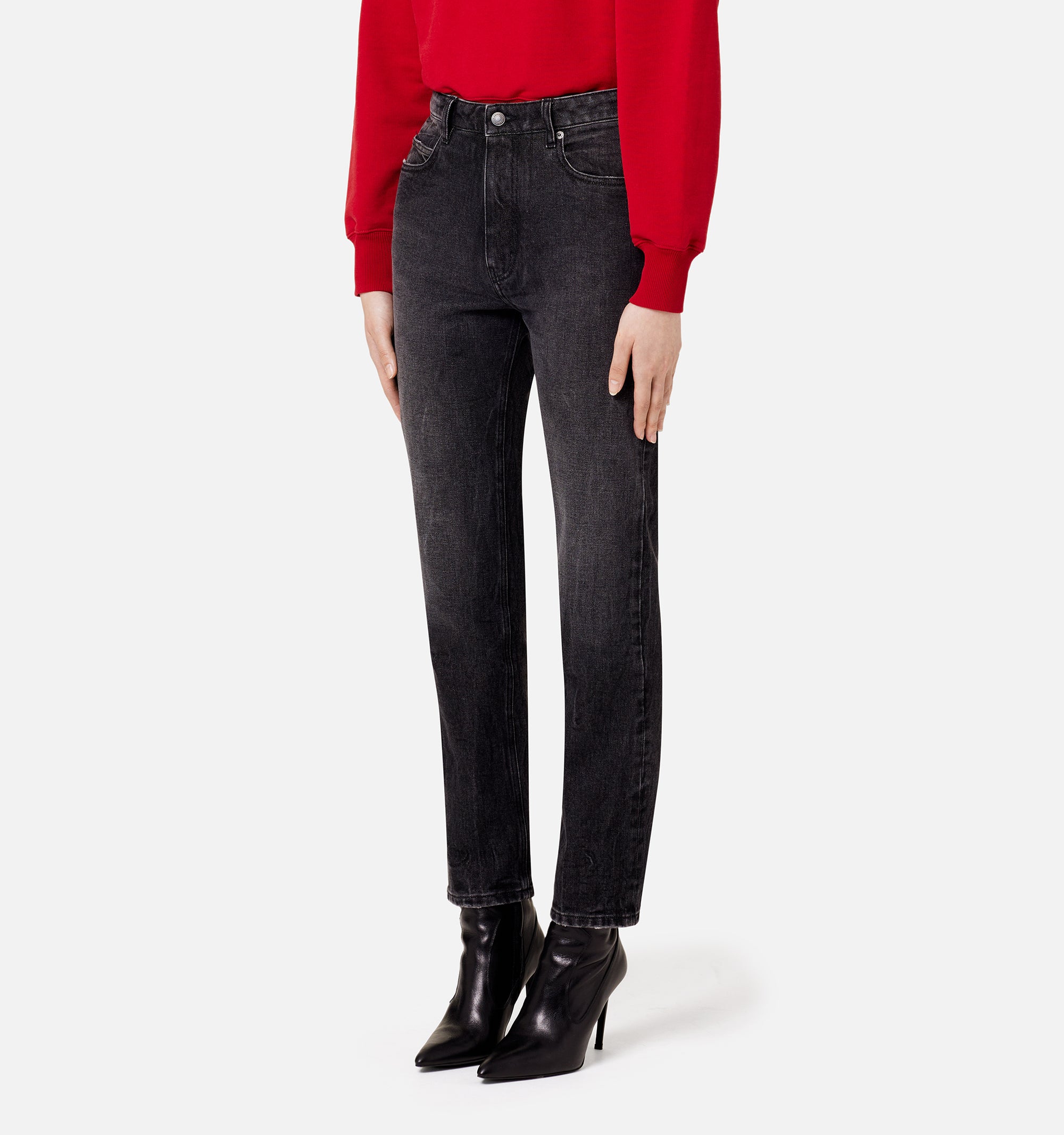 Pantalon droit en denim délavé - Used Black