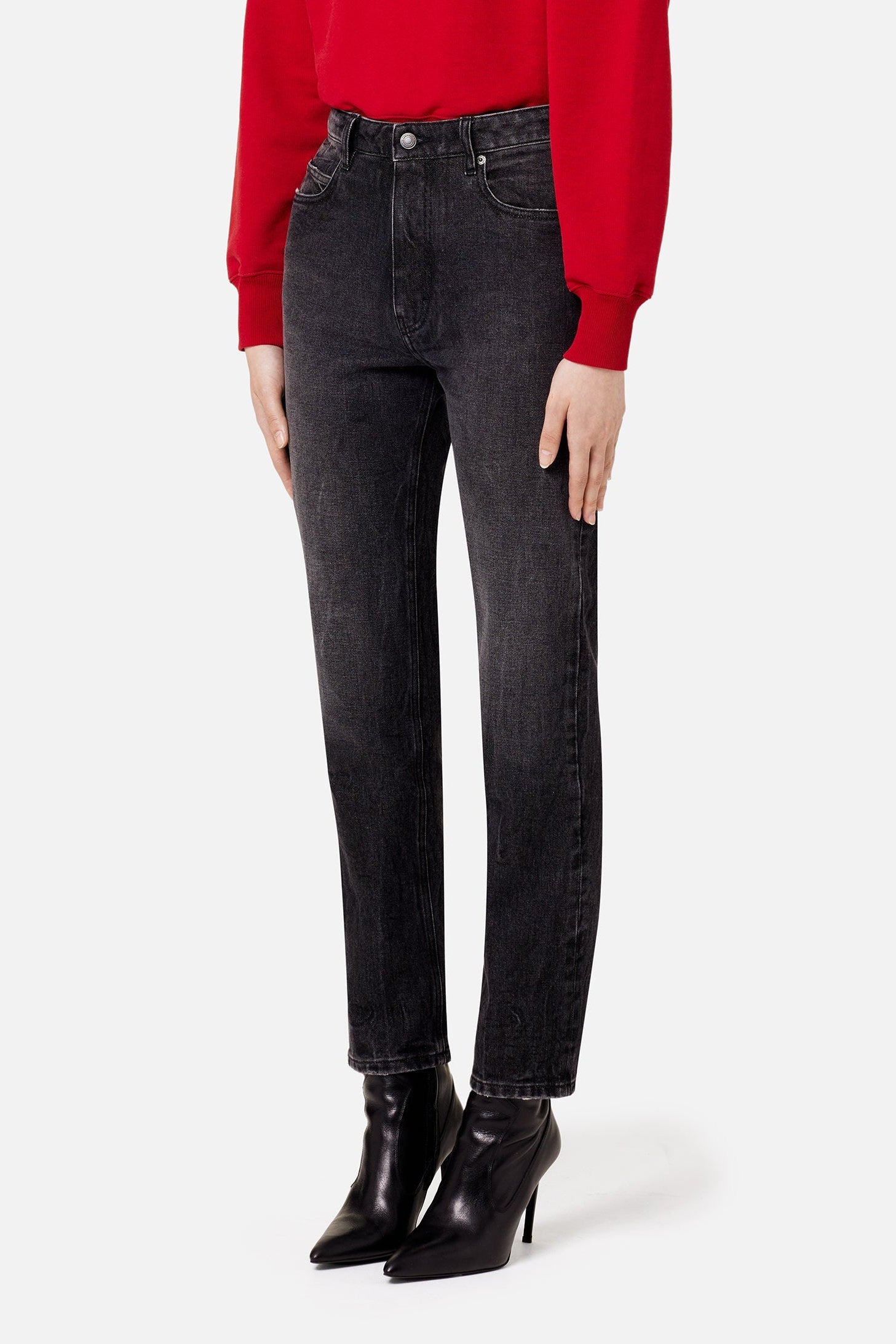 Pantalon droit en denim délavé - Used Black