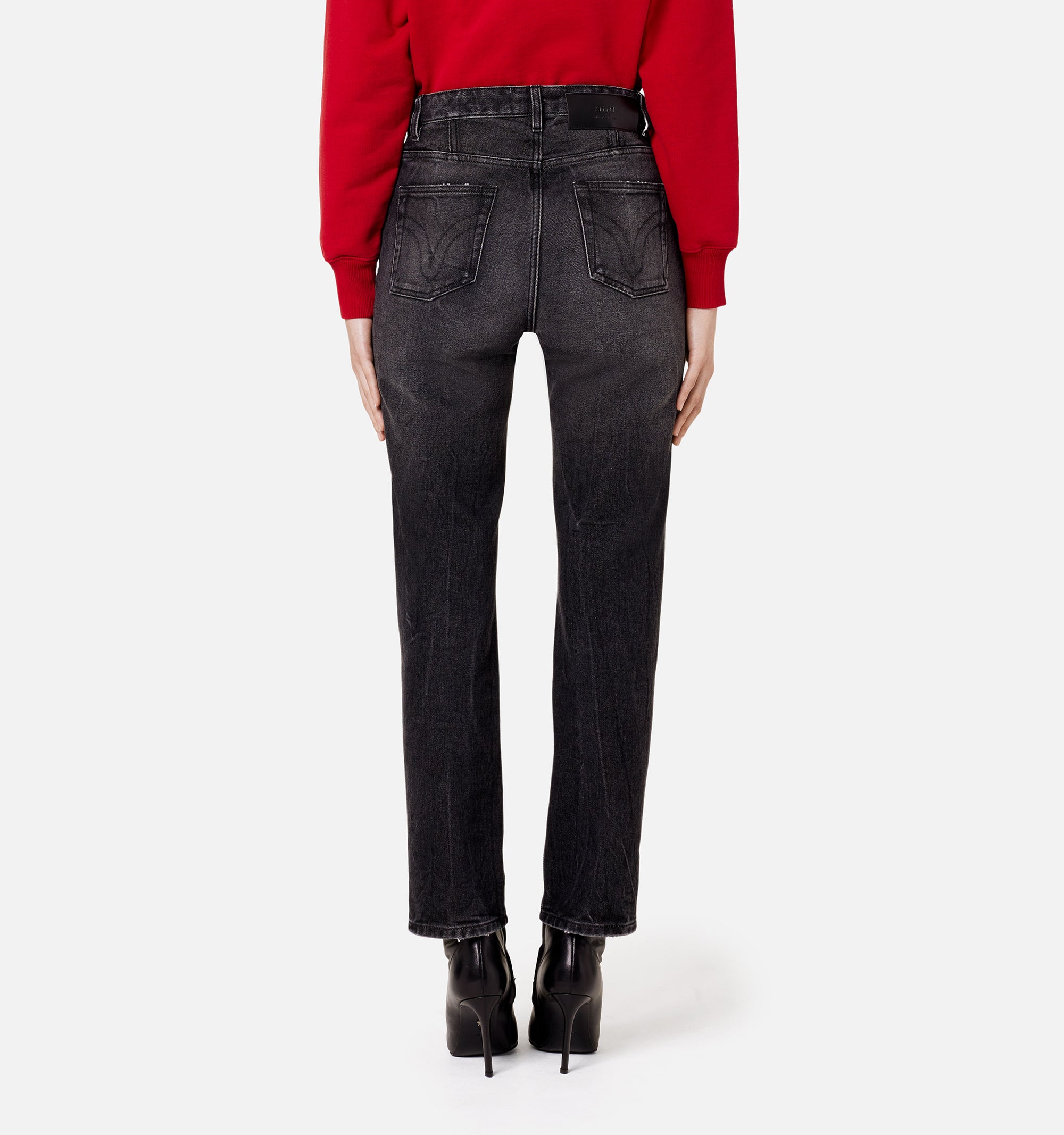 Pantalon droit en denim délavé - Used Black