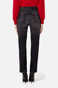 Pantalon droit en denim délavé - Used Black