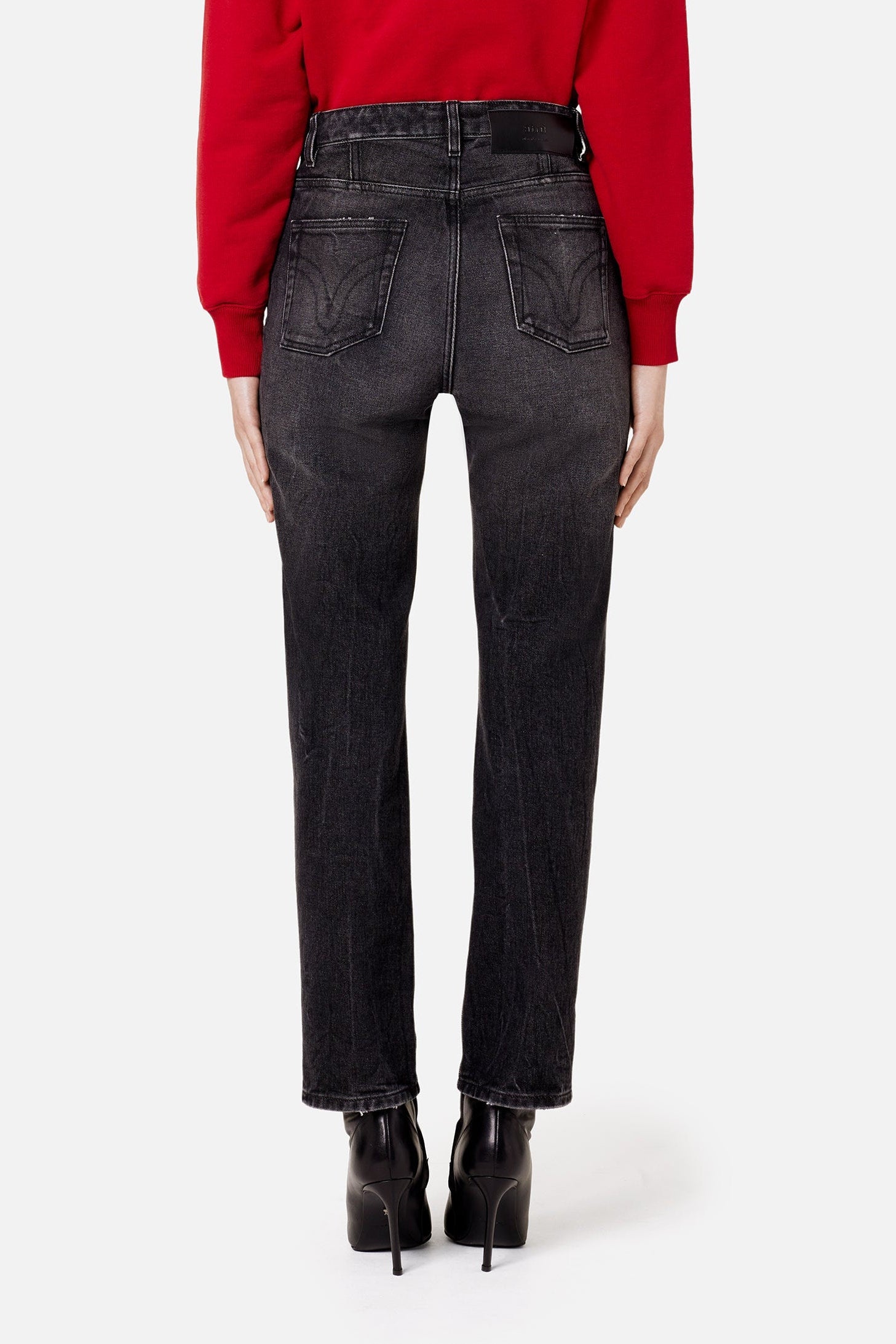 Pantalon droit en denim délavé - Used Black