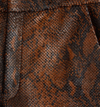Pantalon large texturé en cuir - Cognac