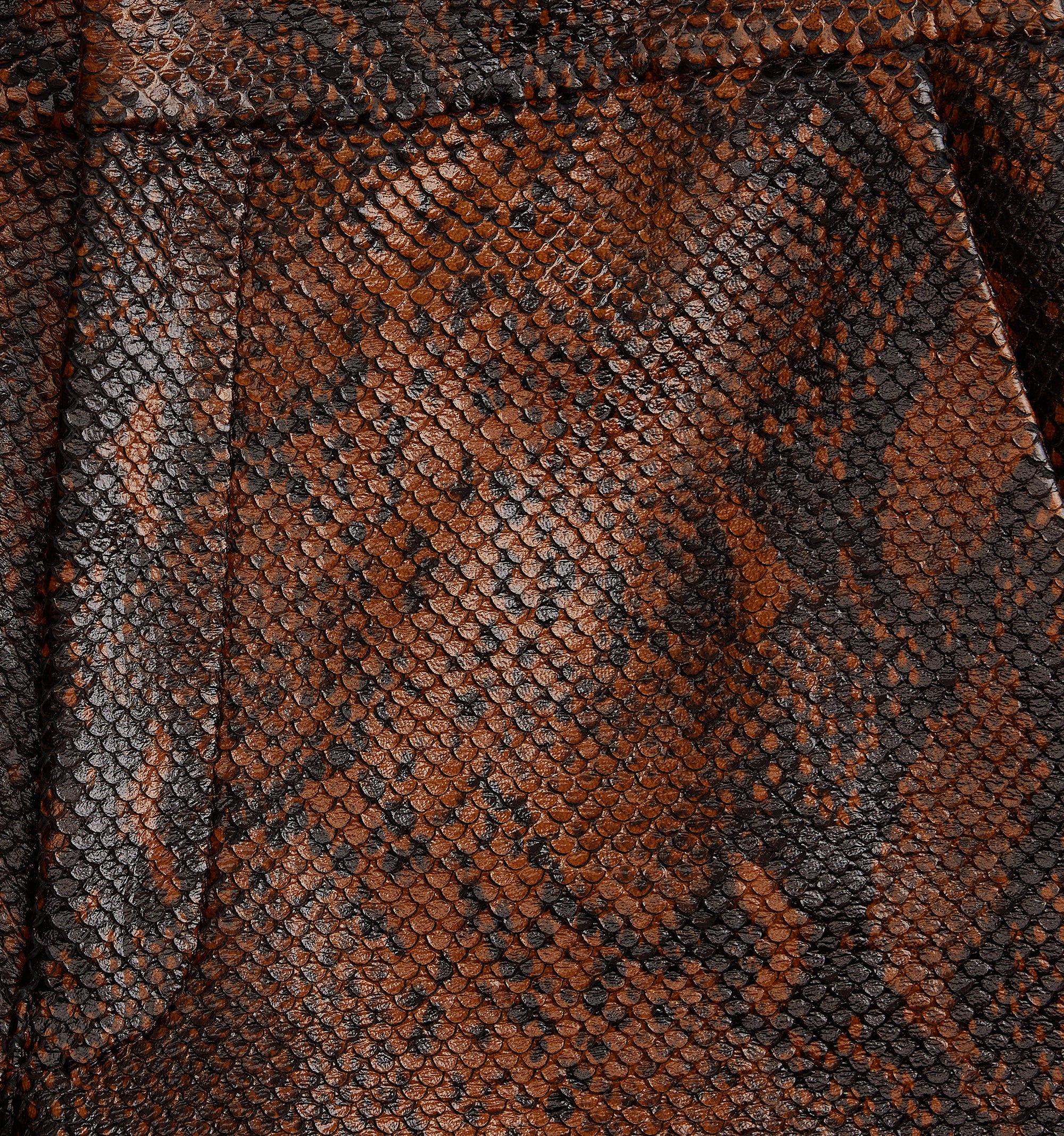 Pantalon large texturé en cuir - Cognac
