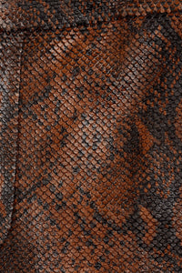 Pantalon large texturé en cuir - Cognac