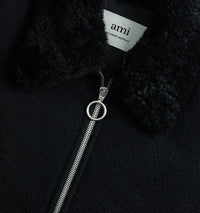 Veste zippée à col amovible en laine - Black