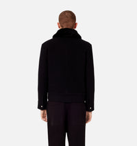 Veste zippée à col amovible en laine - Black