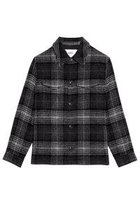Surchemise boutonnée avec poches plaquées en laine - Grey & Black