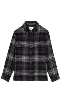 Surchemise boutonnée à poches plaquées en laine - Grey & Black