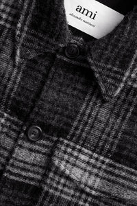Surchemise boutonnée à poches plaquées en laine - Grey & Black