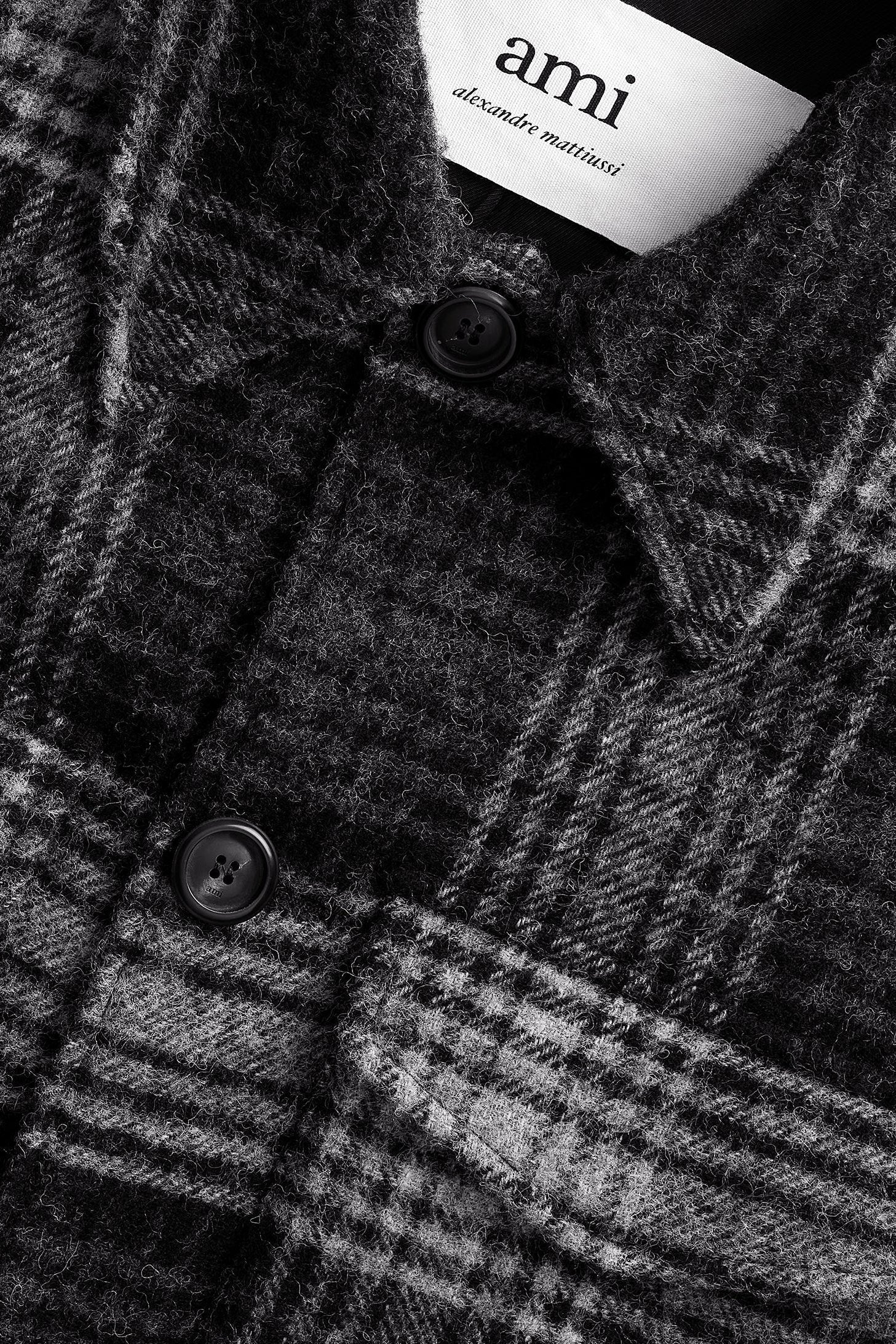 Surchemise boutonnée à poches plaquées en laine - Grey & Black