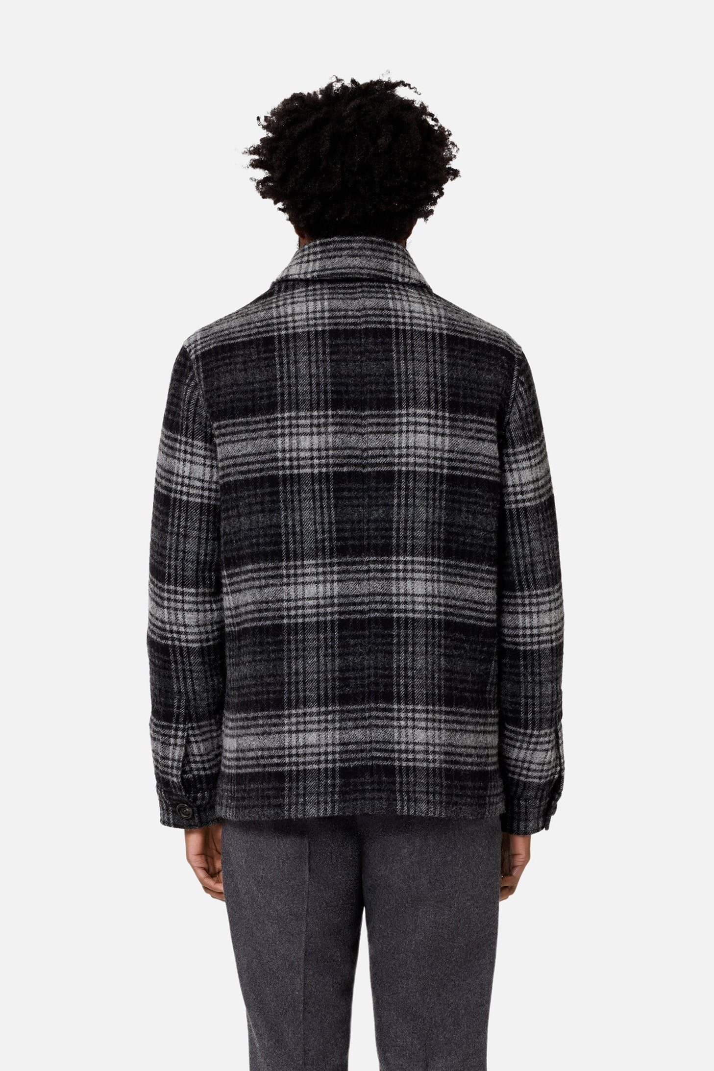 Surchemise boutonnée à poches plaquées en laine - Grey & Black