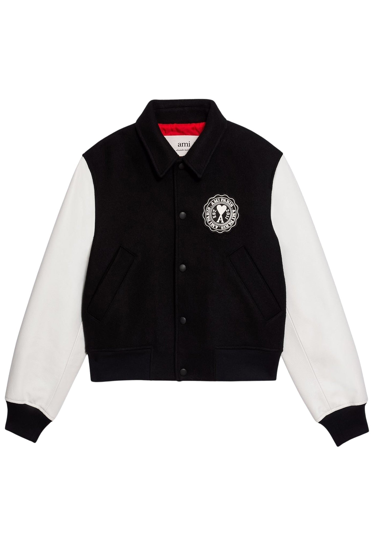 Bomber Ami de Cœur teddy à écusson en laine - Black
