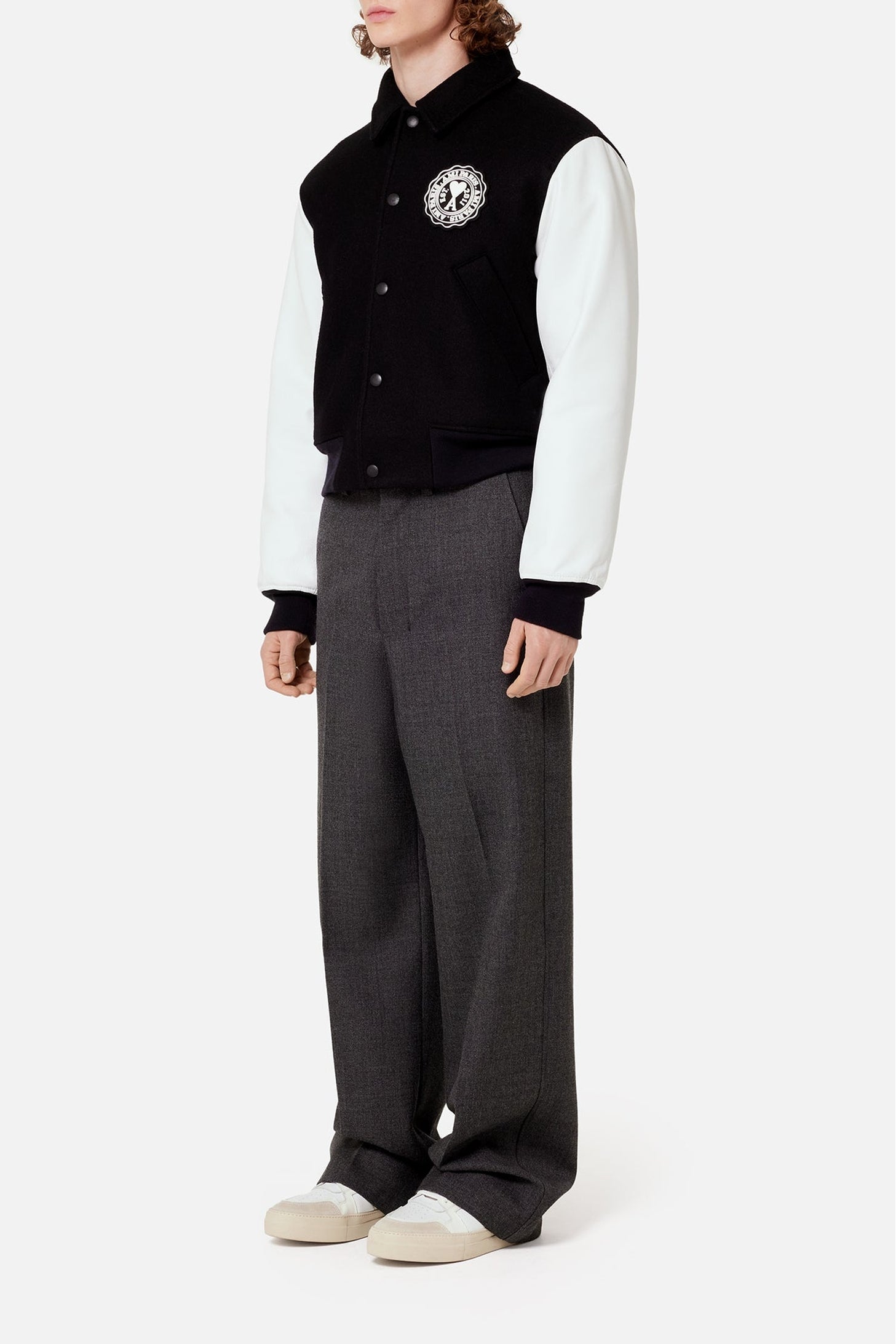 Bomber Ami de Cœur teddy à écusson en laine - Black