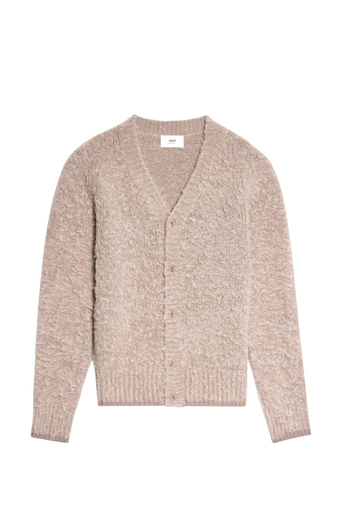Cardigan brossé en laine - Beige