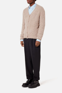 Cardigan brossé en laine - Beige