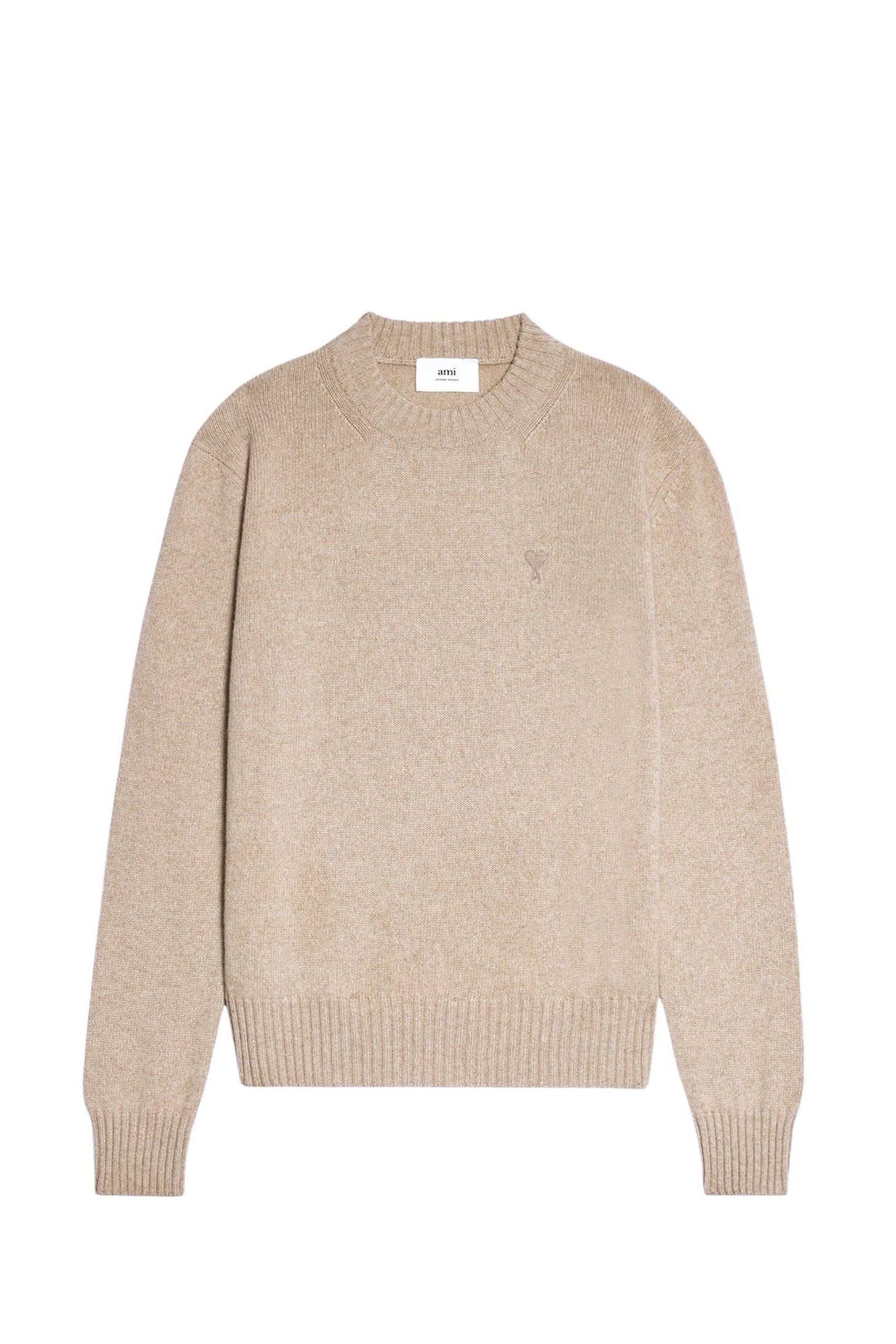 Pull Ami de Cœur à col rond en cachemire et laine - Beige