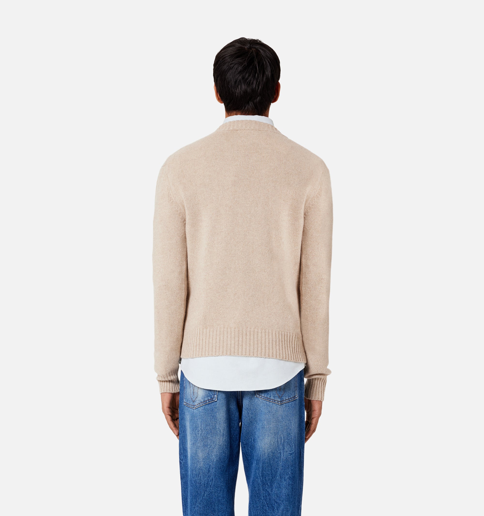 Pull Ami de Cœur à col rond en cachemire et laine - Beige