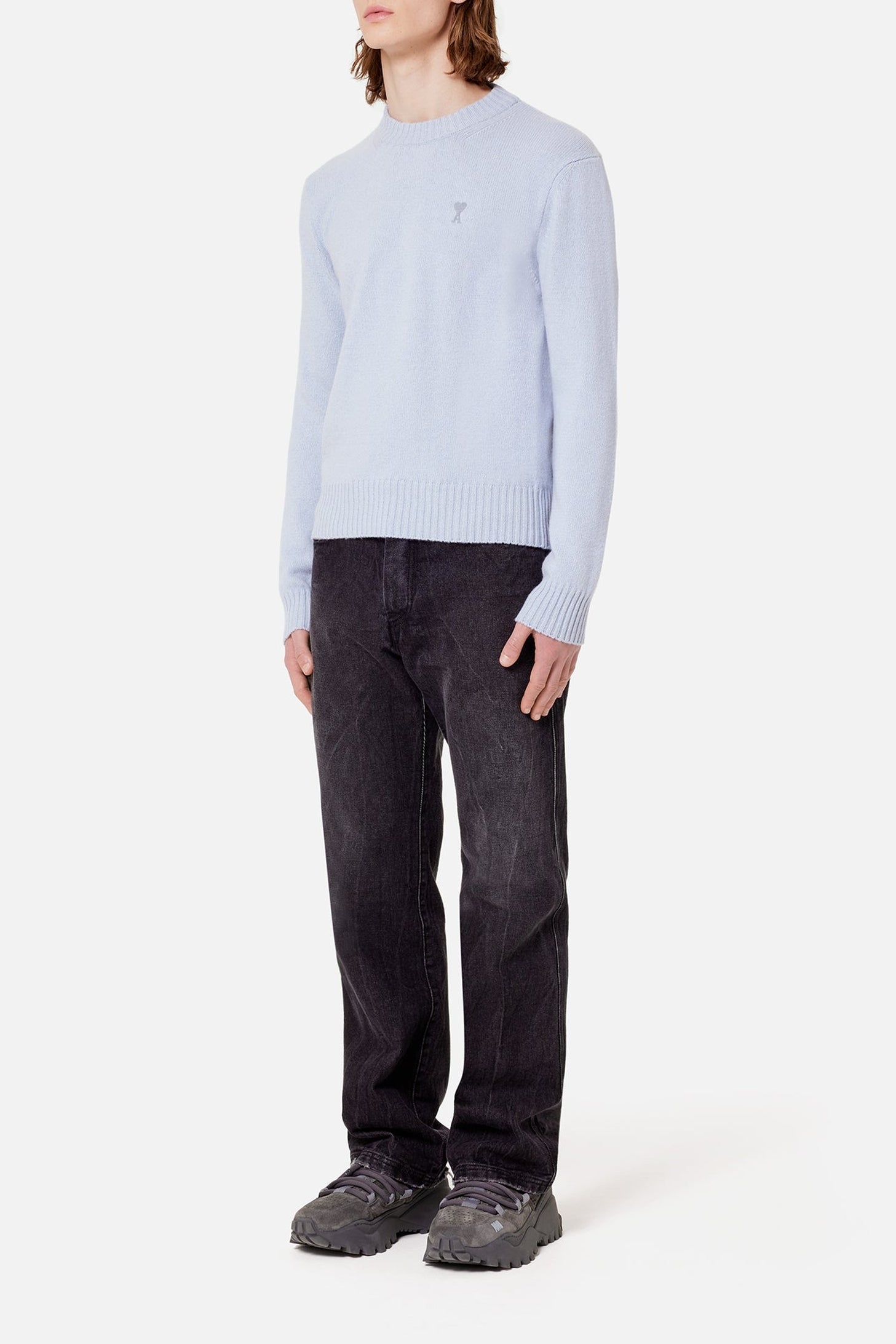 Pull Ami de Cœur à col rond en cachemire et laine - Pale Blue