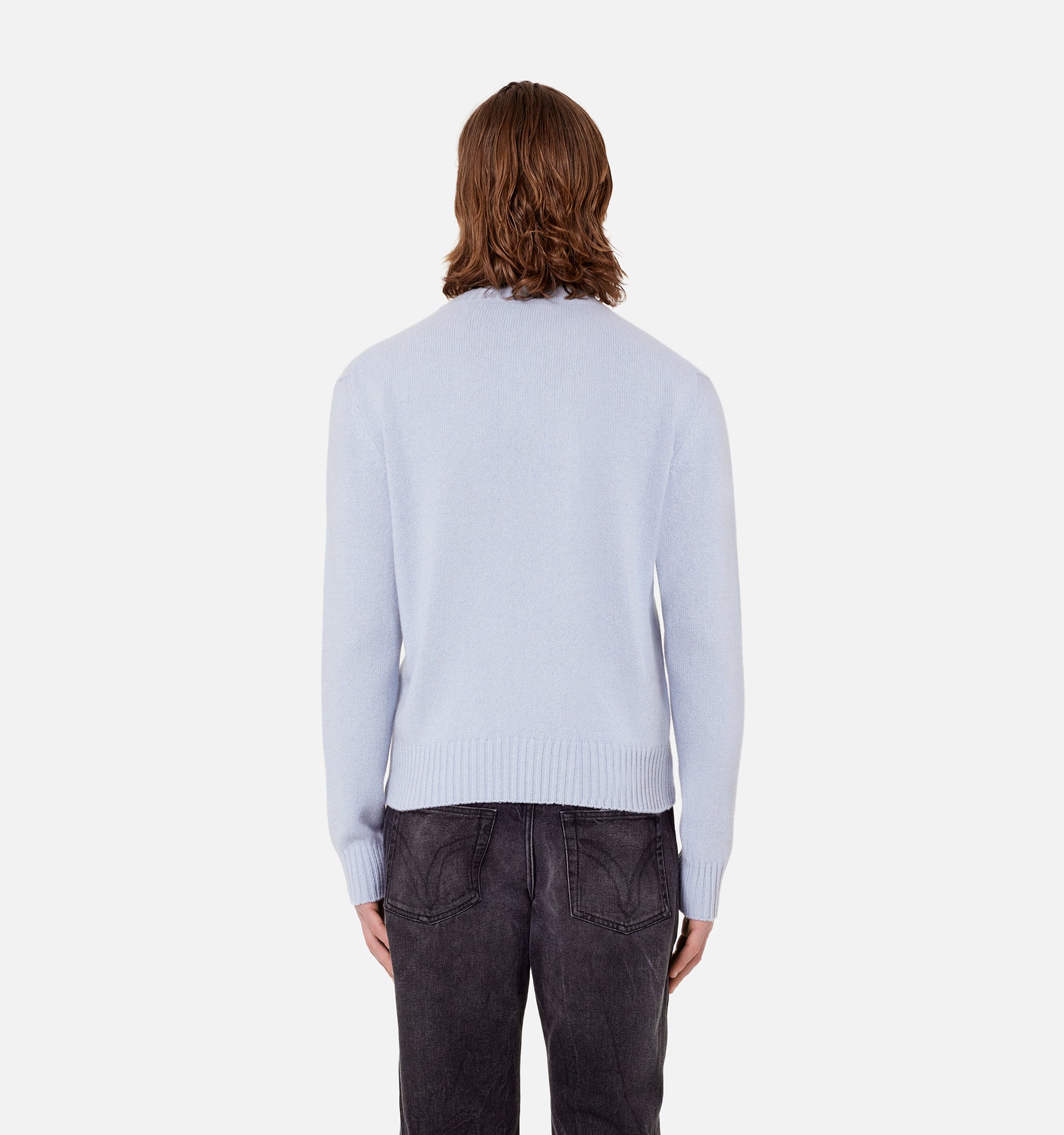 Pull Ami de Cœur à col rond en cachemire et laine - Pale Blue