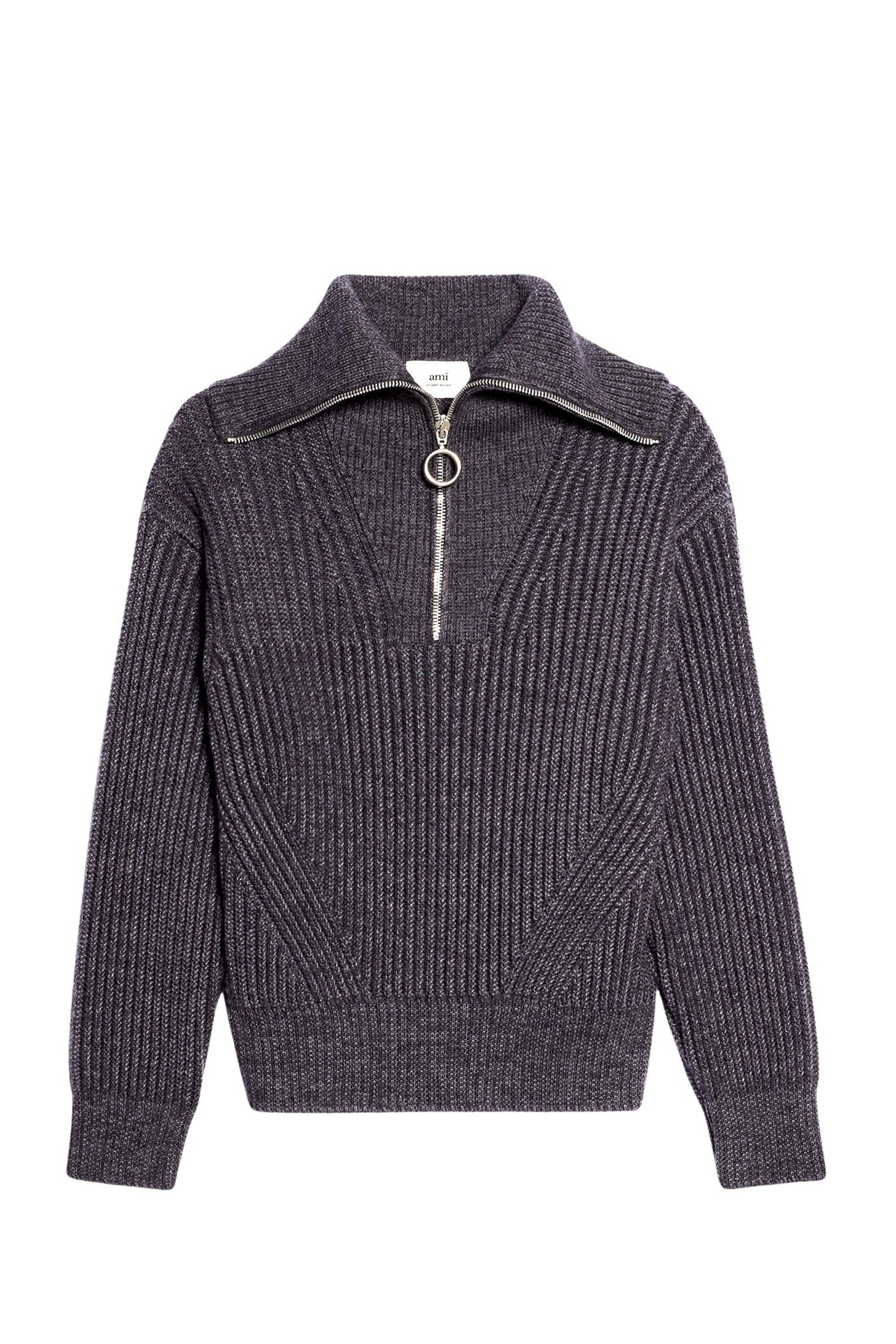 Pull camionneur et côtes anglaises en laine - Heather Grey