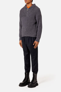 Pull camionneur et côtes anglaises en laine - Heather Grey
