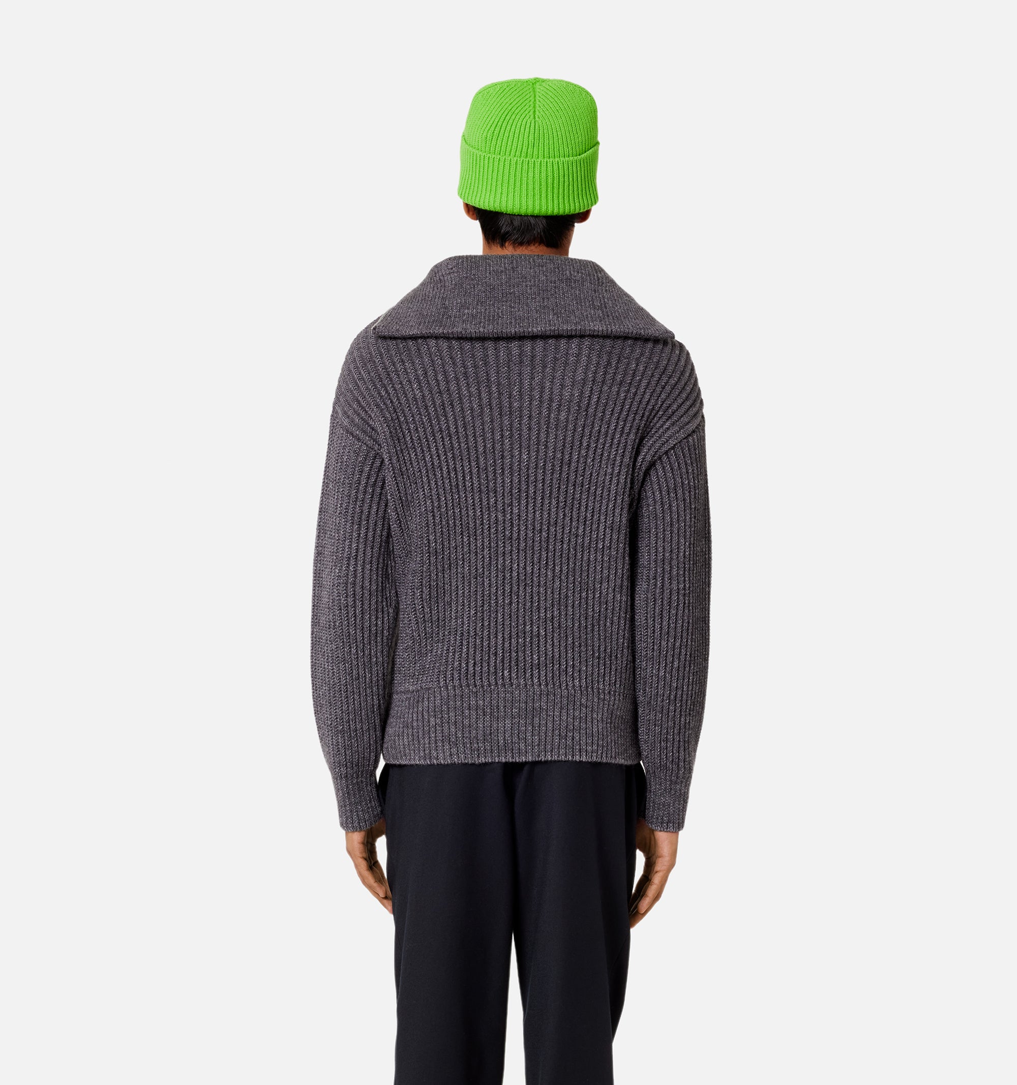 Pull camionneur et côtes anglaises en laine - Heather Grey