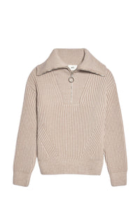 Pull camionneur et côtes anglaises en laine - Beige