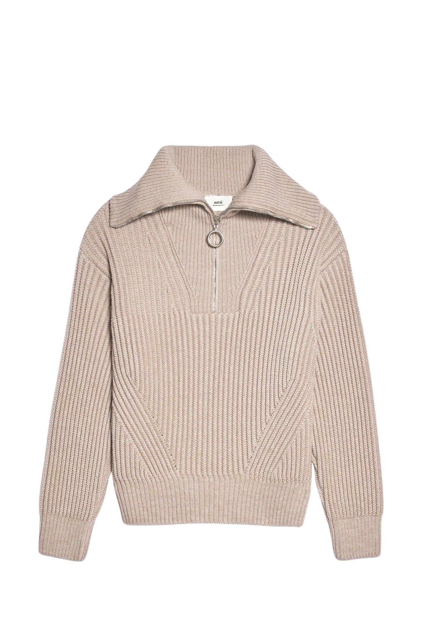 Pull camionneur et côtes anglaises en laine - Beige